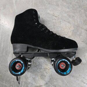 Sure Grip Boardwalk Black Leather Suede Outdoor Roller Skate - UNISEX M-8, W-9